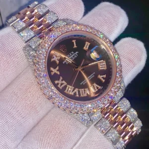 two tone roman numerals gold face rolex watch