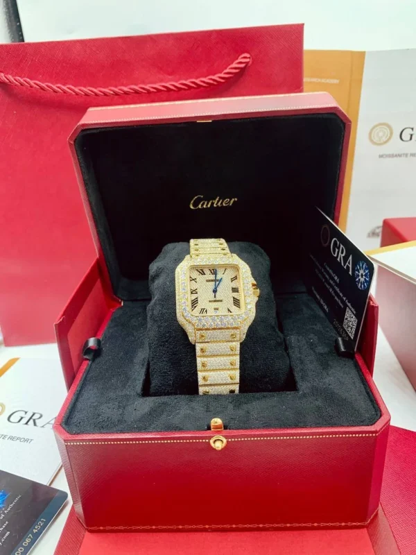 yellow gold roman numerals cartier watch