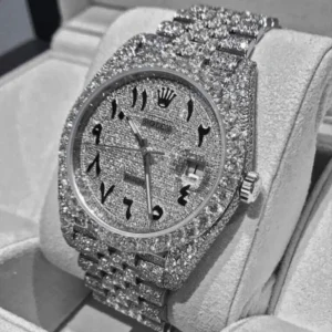 Bussdown all white Arabic numerals Rolex watch