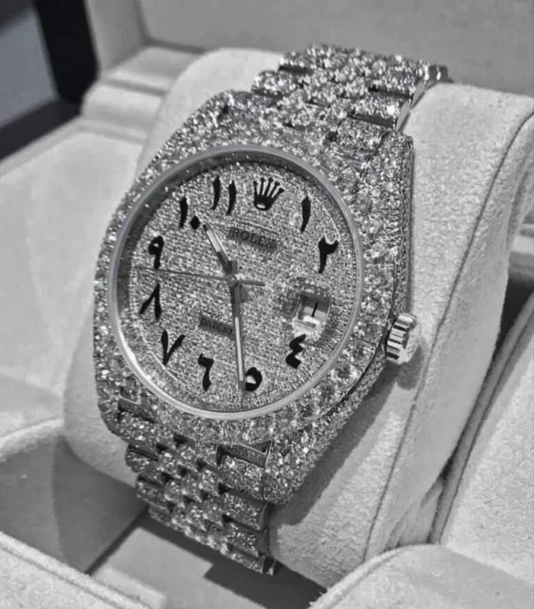 Bussdown all white Arabic numerals Rolex watch