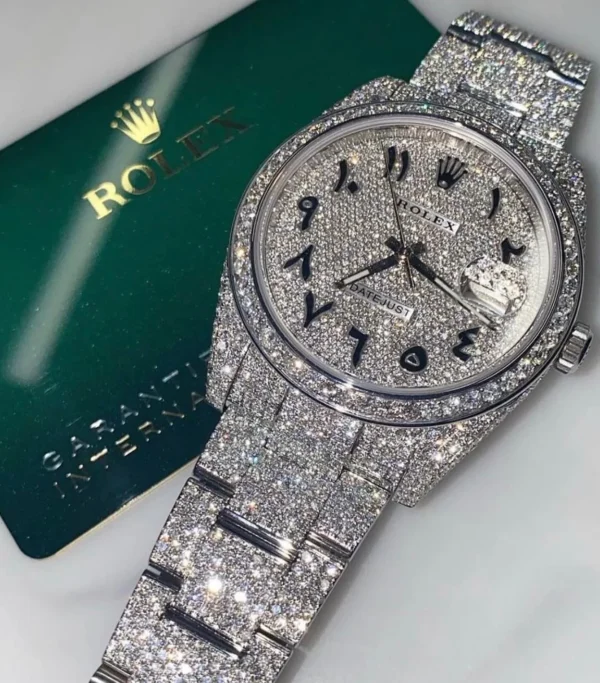bussdown all white arabic numerals rolex watch