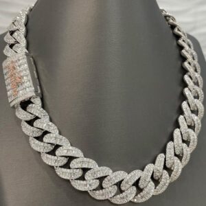 22MM Moissanite Cuban Link Baguette Diamond Chain