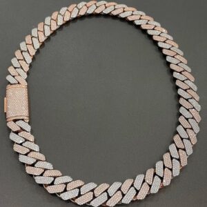 22MM Moissanite Cuban Link Diamond Chain – TwoTone