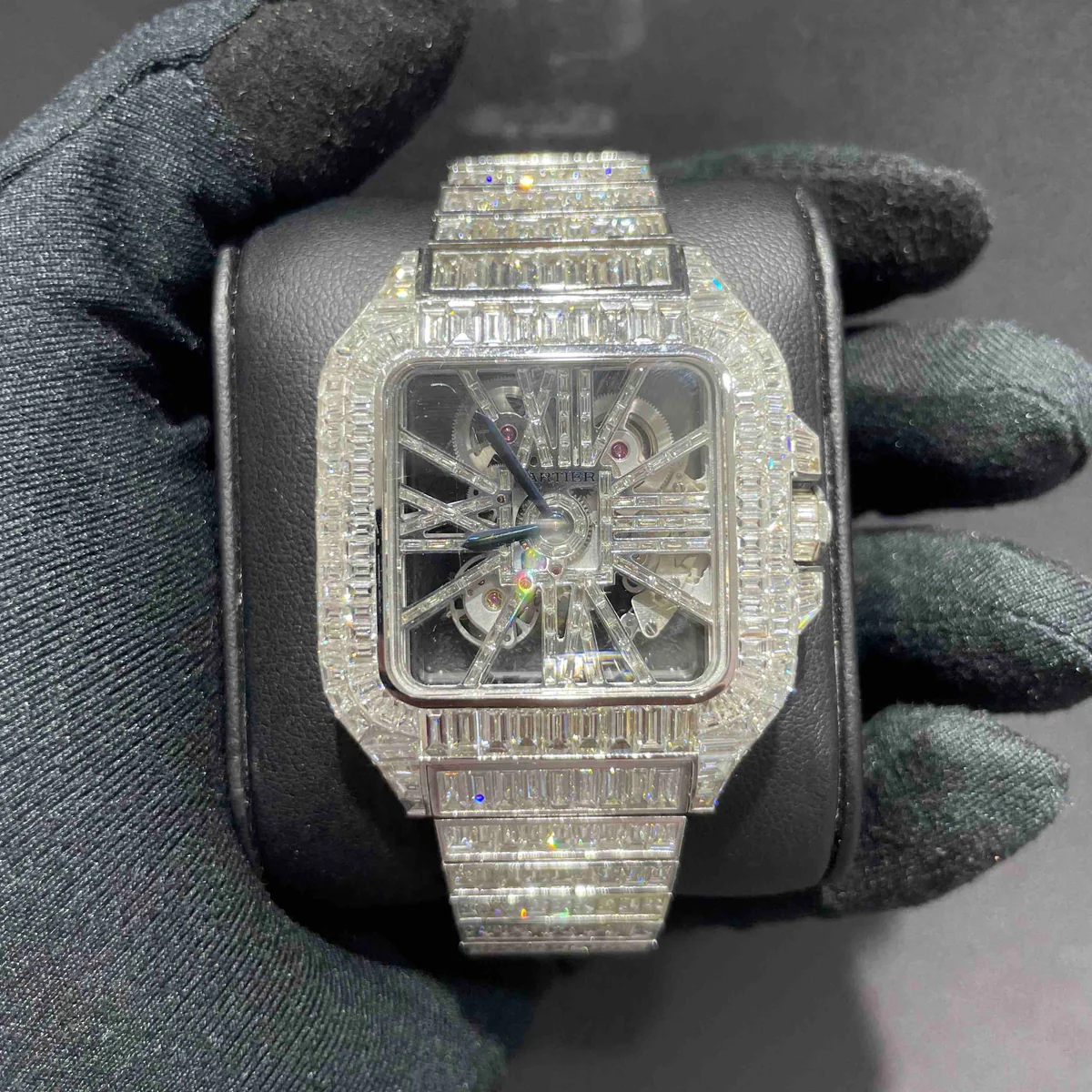 Cartier Skeleton Iced Out Chandelier Watch | 62 Cts VVS1 Diamonds