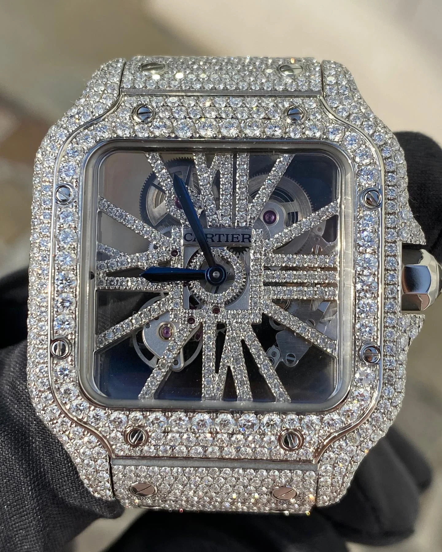 Bustdown Skeleton Cartier Watch