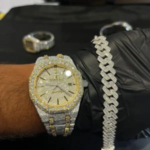 Fully Bust Down AP & Cuban Link Bracelet Set