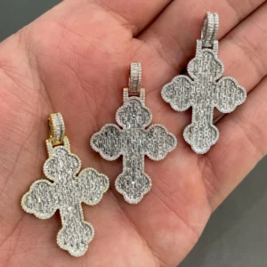 Moissanite Baguette Cross Pendant