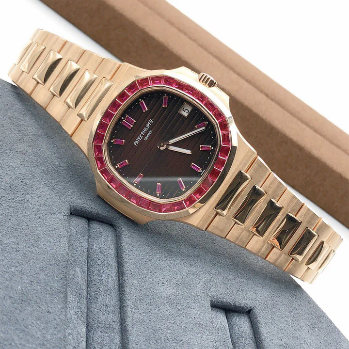 Patek Philippe Nautilus Ruby Bezel Watch