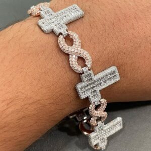 Cross Infinity Baguette Moissanite Diamond Bracelet