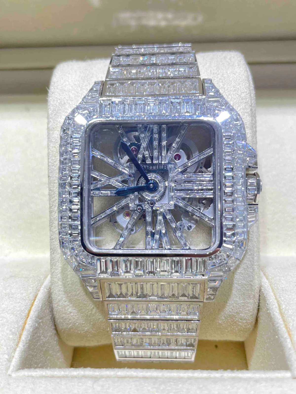 Cartier Skeleton Iced Out Chandelier Watch | 62 Cts VVS1 Diamonds