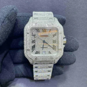 1mm Iced Out Cartier Watch Santos xl Vs1 Iced Bust Down